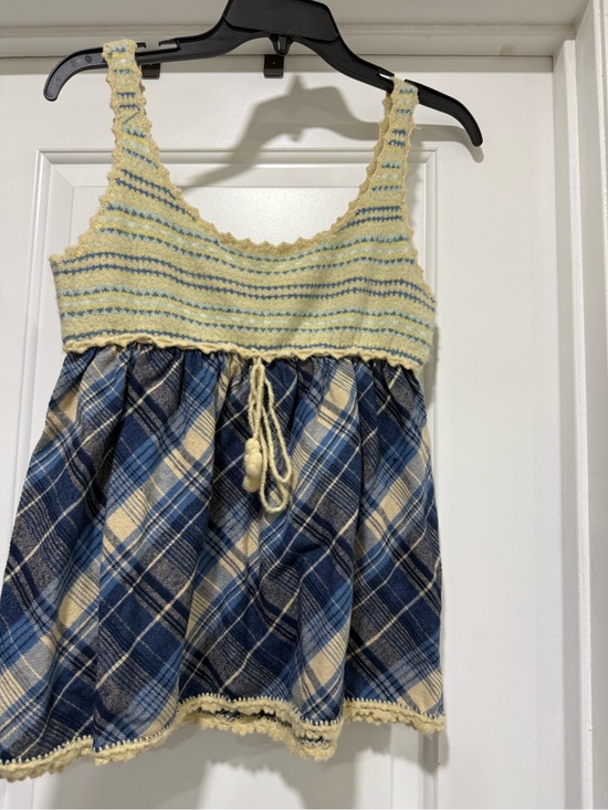 Free People Tops - Free People Striped Fuzzy Knit Pullover in Blue and Cream